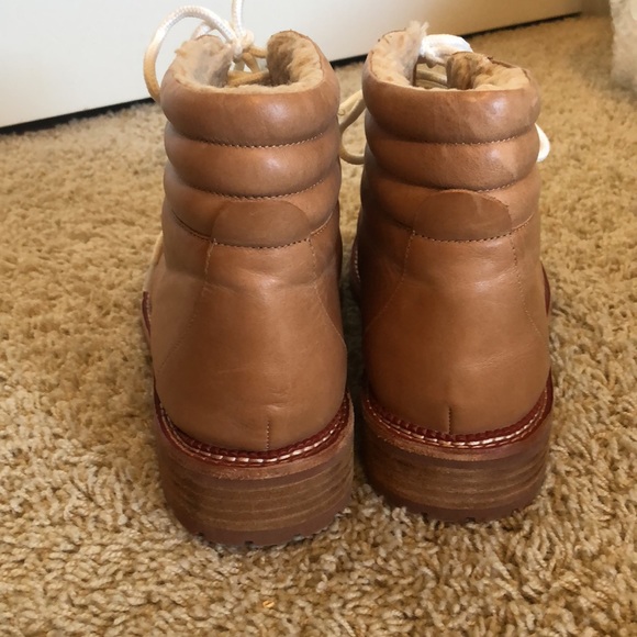 Silent D Anthropologie adobe leather lace up fur lined bootie- NEW Sz 9.5 - Picture 3 of 8